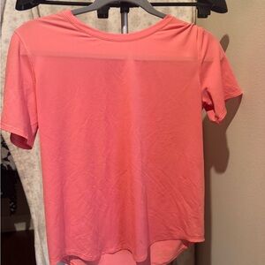 Lululemon Athletica High Neck Run and Train Coral Short Sleeve Tee